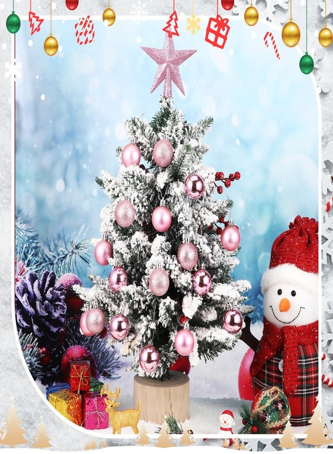 RoundFunny 25 Pcs Mini Christmas Balls Ornaments Set 1.57 Inch Christmas Day Ball Topper Star Tree Hanging Ornaments for Party Decoration(Pink) - Image 3